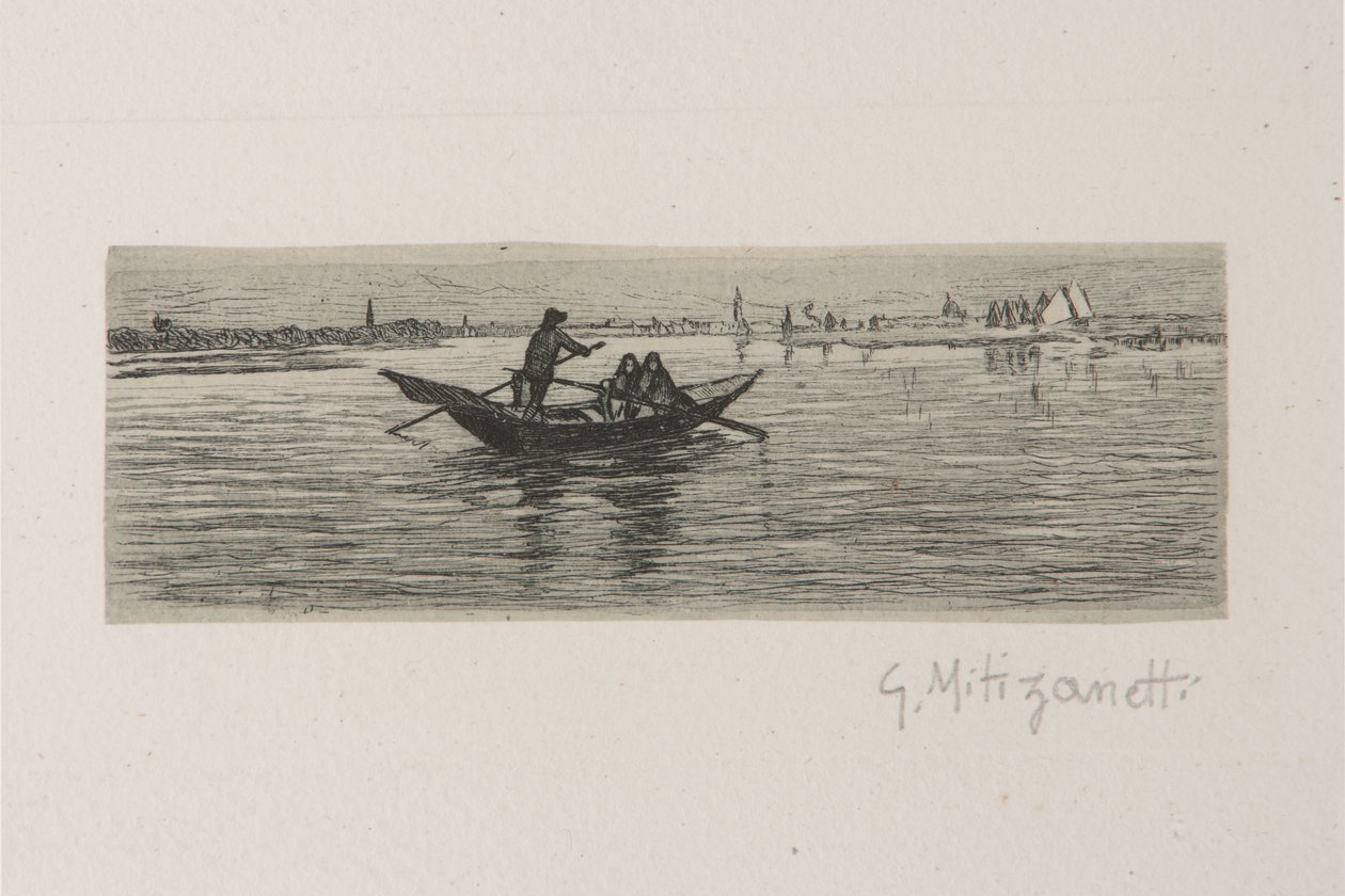 The Boatman (lept na bílém papíře) od Giuseppe Miti Zanetti