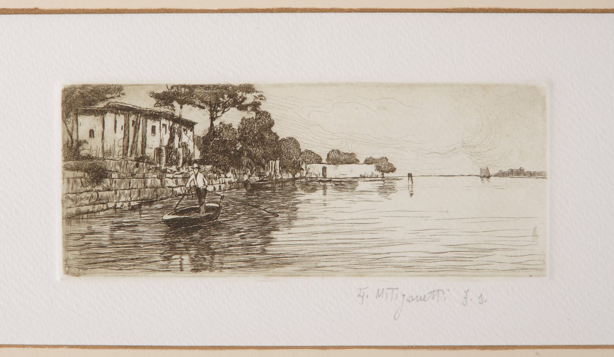The Boatman (lept na bílém papíře) od Giuseppe Miti Zanetti