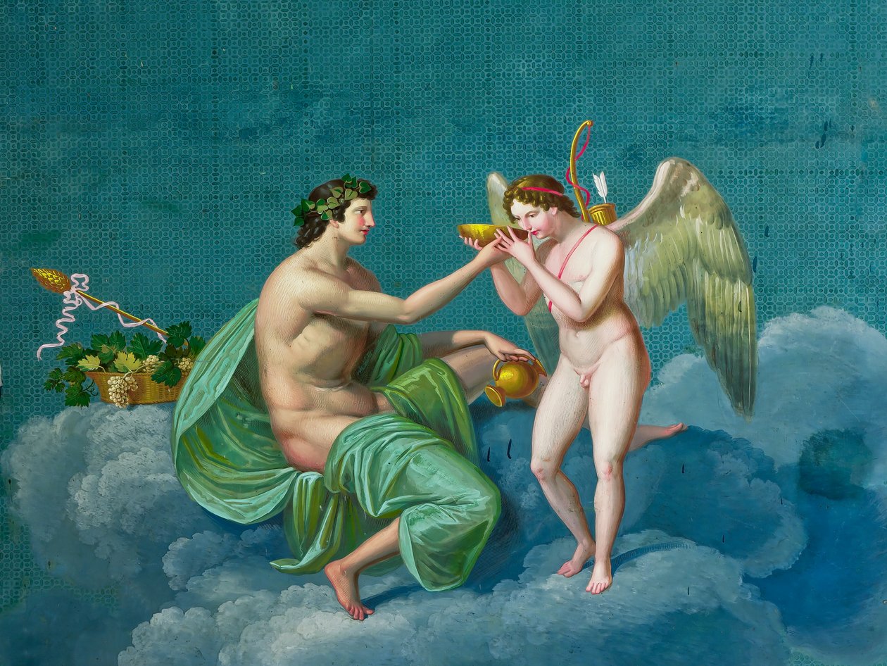 Bakchus a Cupid, kolem roku 1830 (freska) od Giuseppe Patania