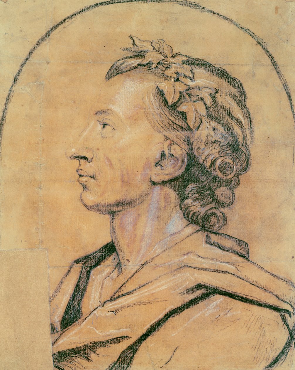Portrét Alexandra Popea (uhlí a bílá křída na papíře) od Godfrey Kneller