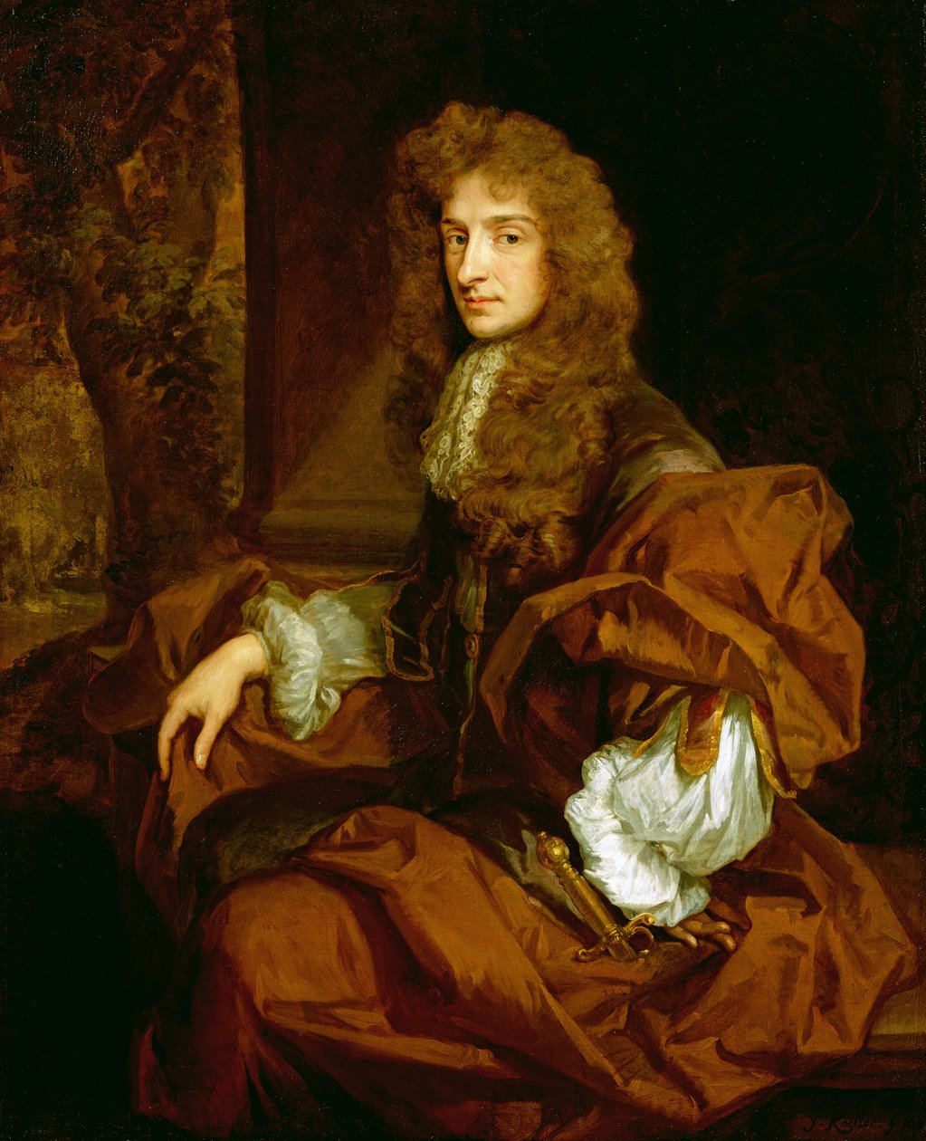 Portrét sira Charlese Sedleyho (1639-1701) 1687 od Godfrey Kneller