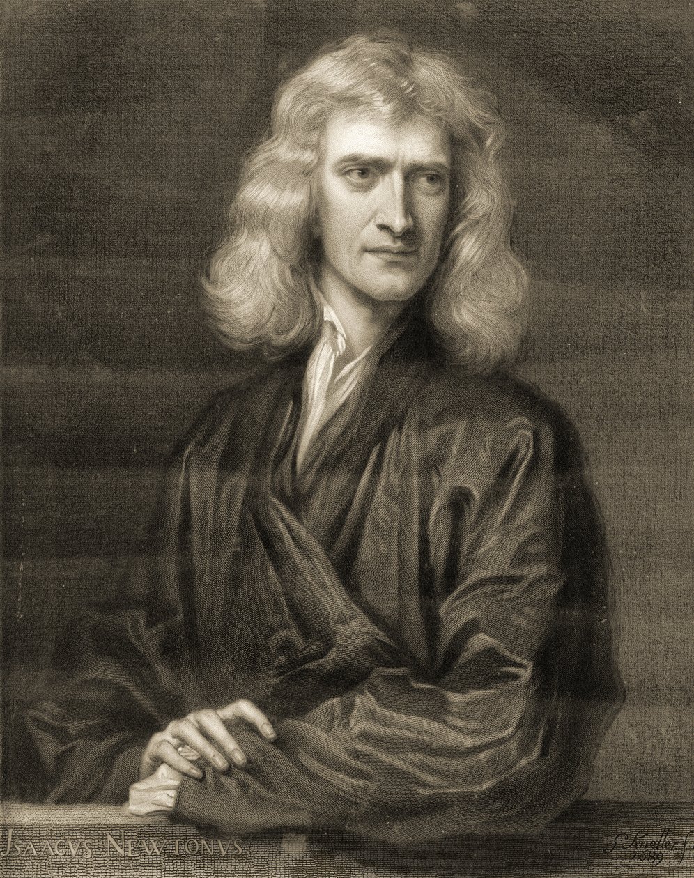 Portrét sira Isaaca Newtona od Godfrey (after) Kneller