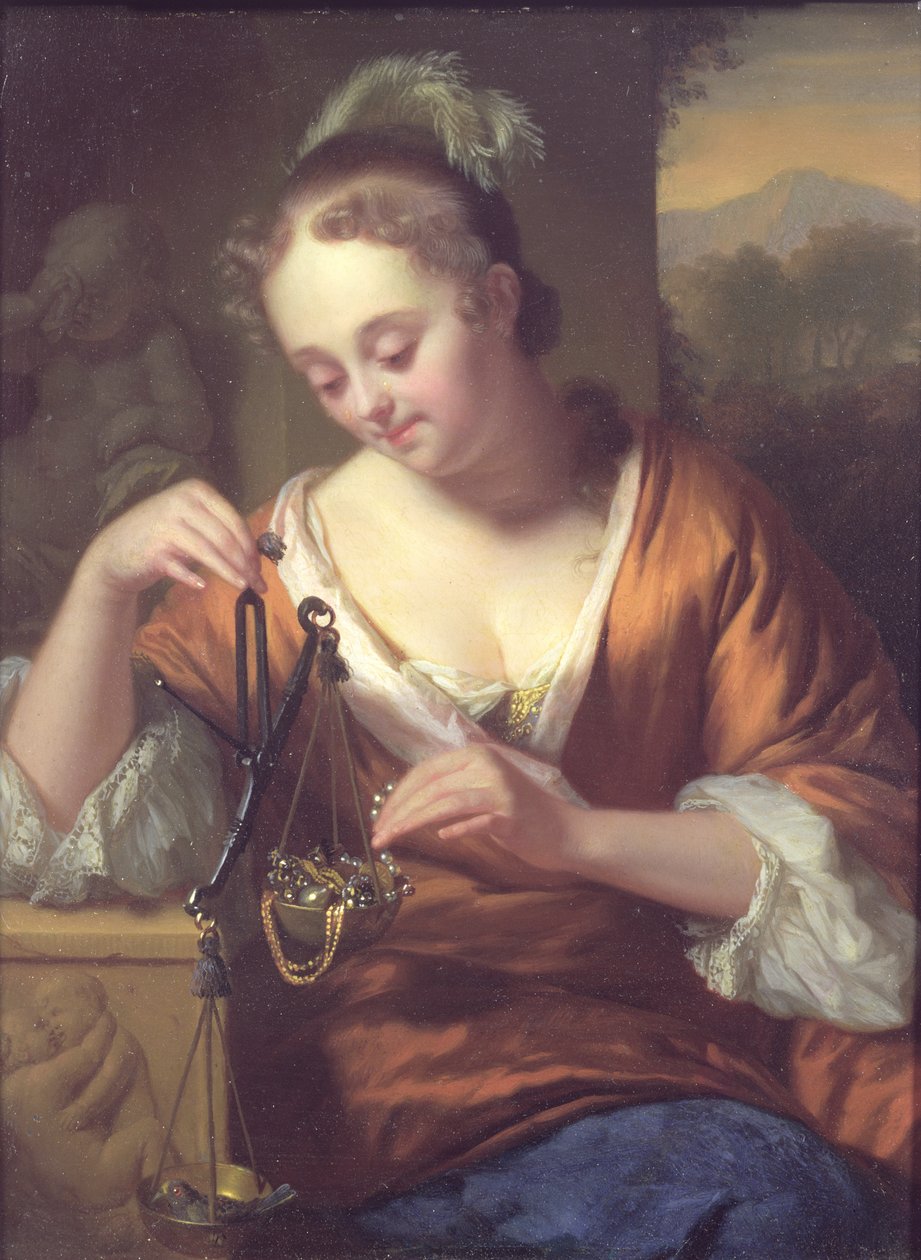Alegorie ctností a bohatství, kolem 1667 (olej na mědi) od Godfried Schalcken