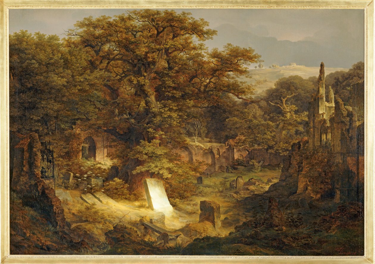 Krajina s náhrobkem a zříceninou ... od Govaert Flinck