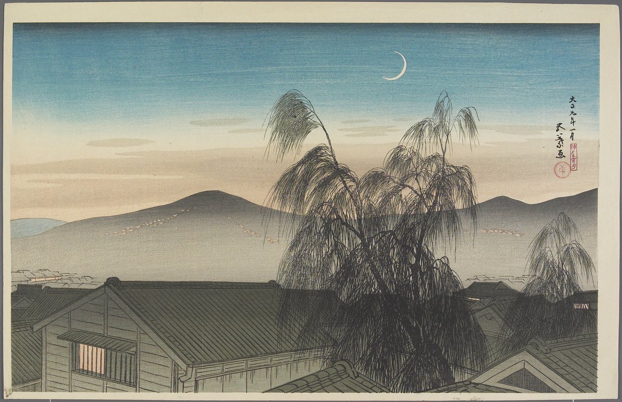 Večerní měsíc nad Ko_be, leden 1920 od Goyo Hashiguchi