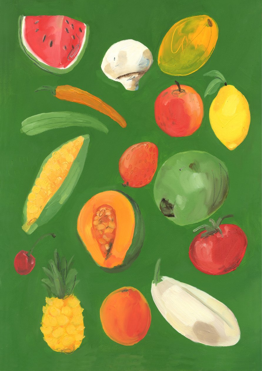 Fruit, 2013 (olej na papíře) od Grace Helmer