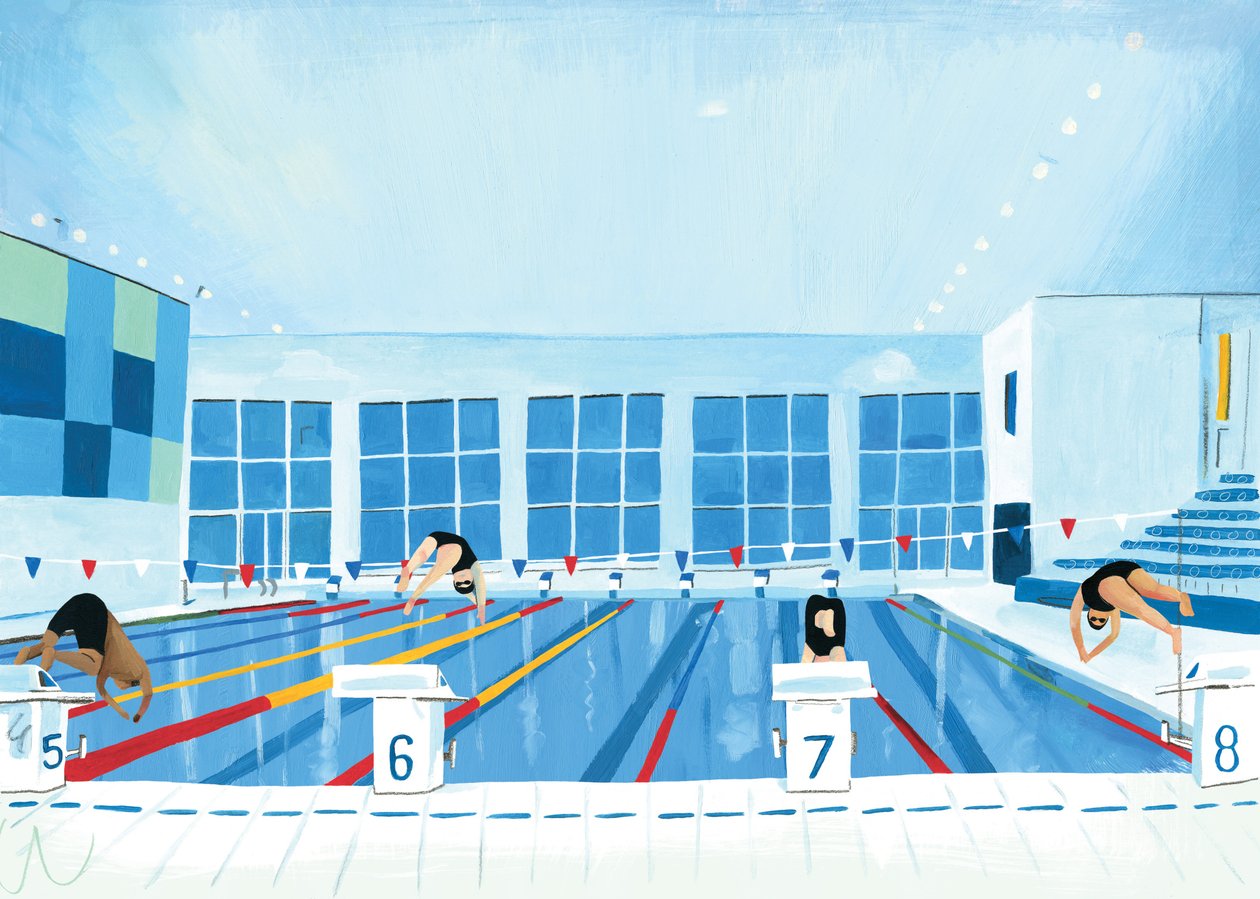Lewisham Pool, 2015 (olej na papíře) od Grace Helmer