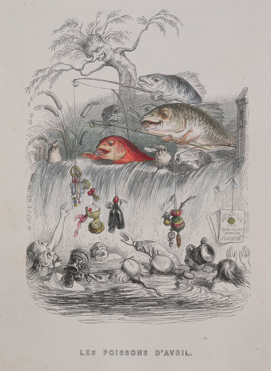 Ilustrace ke Dni bláznů z knihy "Un Autre Monde", 1844 (barevná rytina) od Grandville