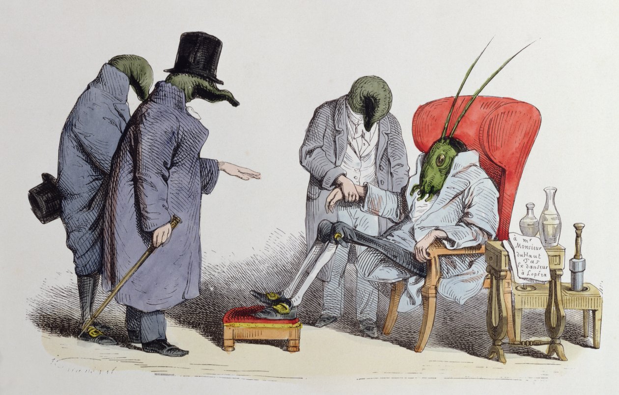 Leech Doctors, karikatura z ‚Les Metamorphoses du Jour‘, 1854 od Grandville