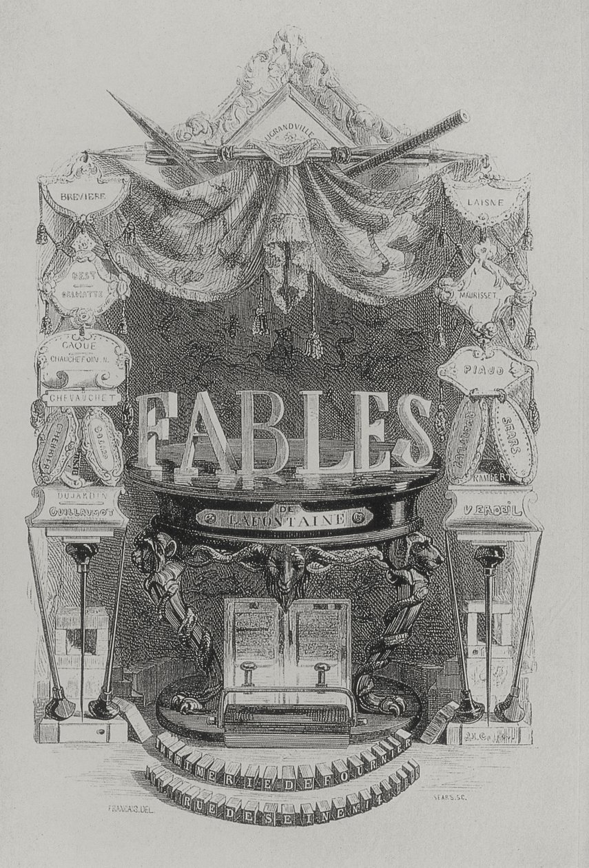 Titulní strana Fables de las Fountaine od Grandville
