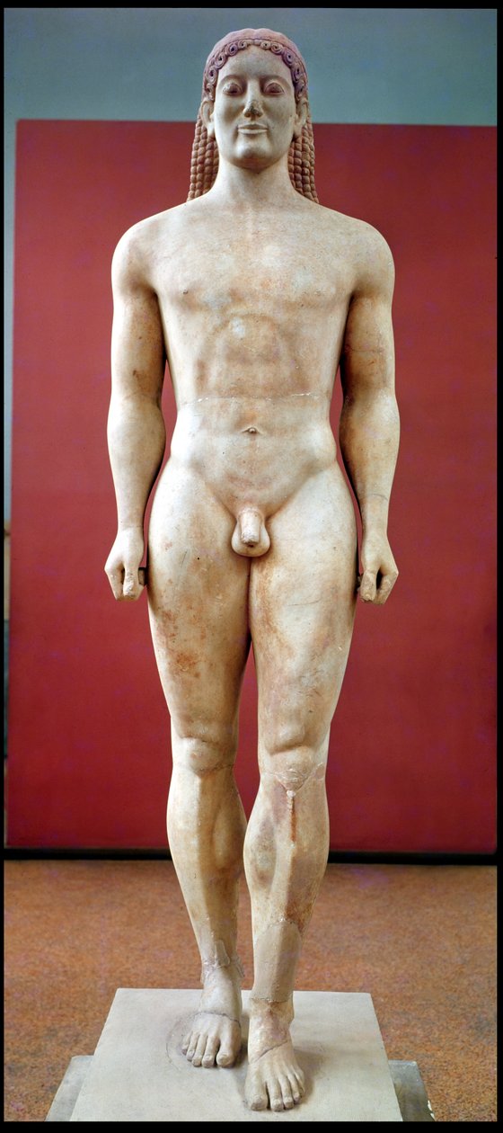 Anavysos Kouros, pohřební socha Kroisos asi 530-520 př. n. l. (mramor) od Greek