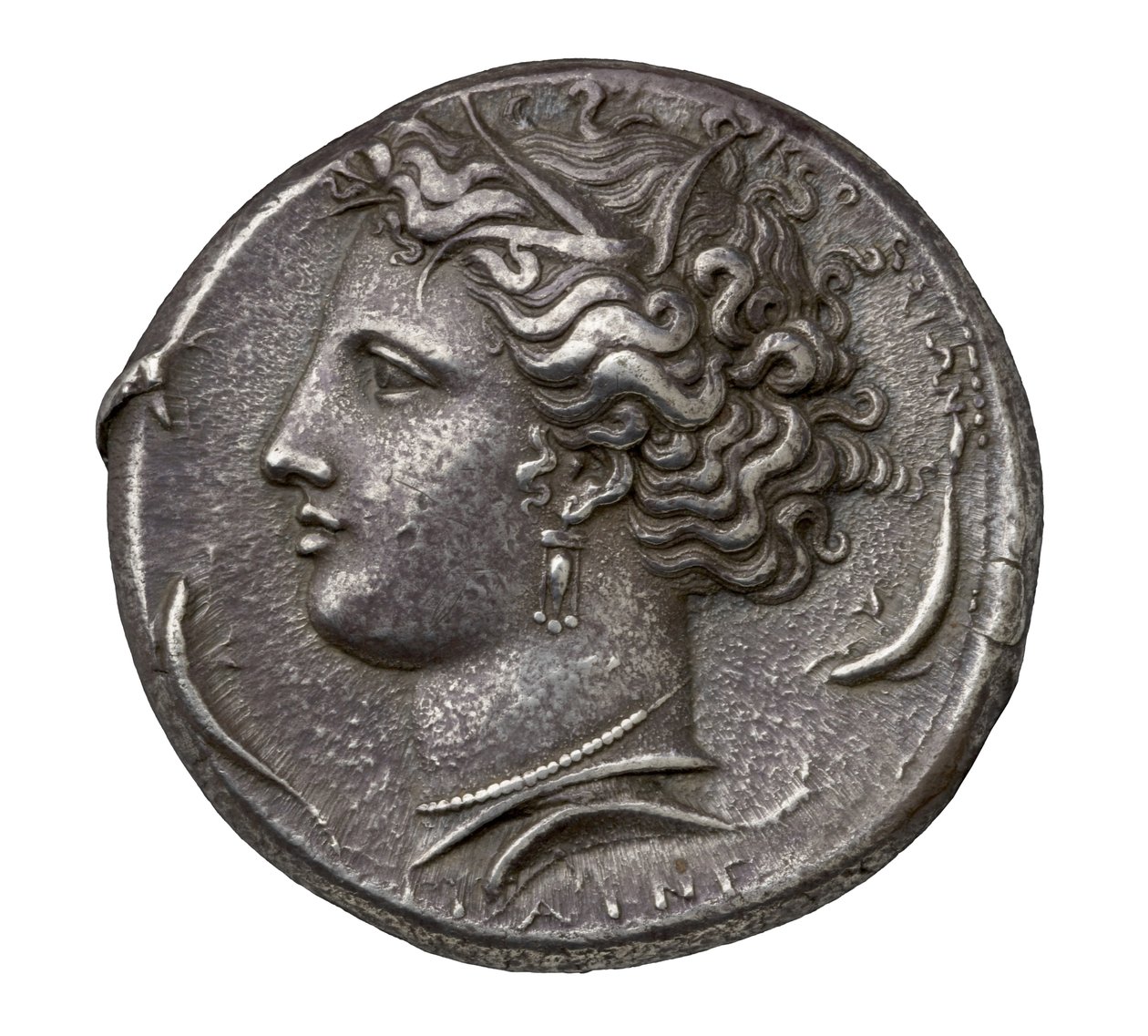 Starověká řecká stříbrná mince ze Syrakus, 404-390 př.nl (stříbro) od Greek