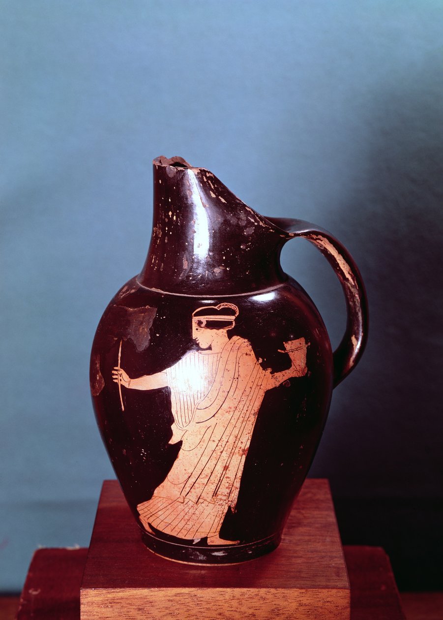 Attické červenofigurové oinochoe, zobrazující čarodějku Cirké, kterou pronásleduje Odysseus (keramika) (viz také 190217) od Greek