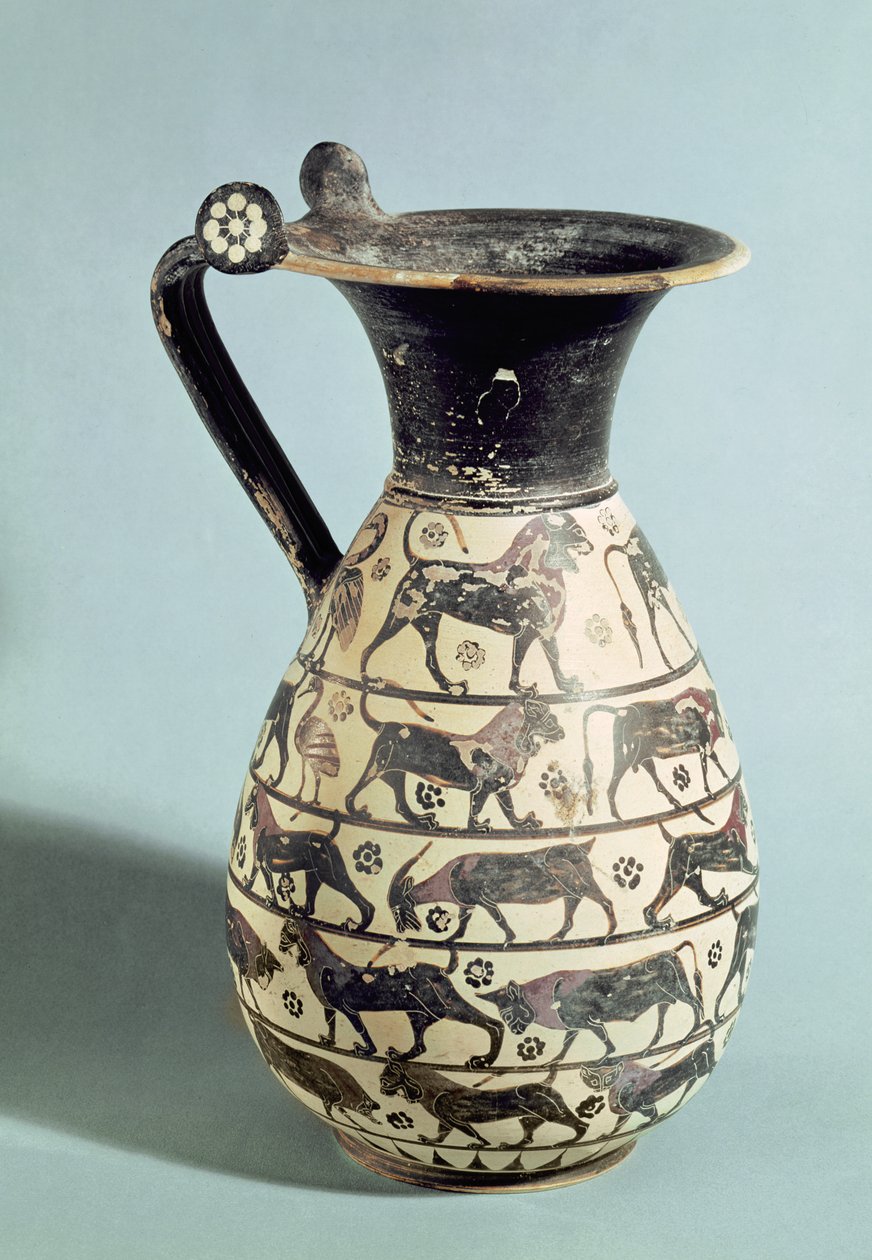 Korintské oinochoe zdobené lvy, z Vulci, cca 530-520 př. n. l. (keramika) od Greek