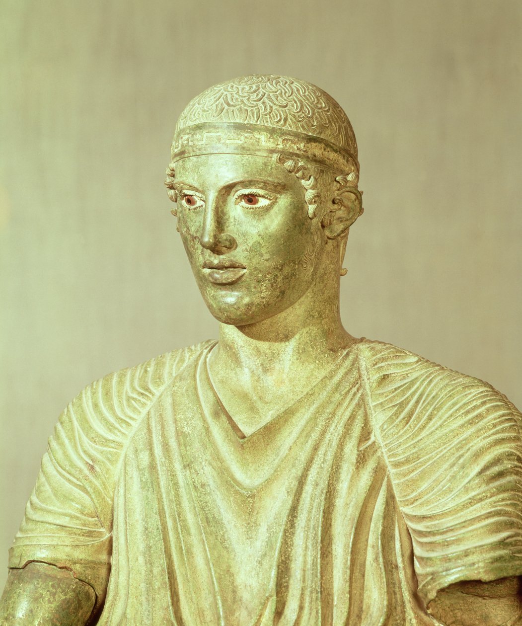 Detail delfského vozataje, cca 470 př. n. l. bronz od Greek