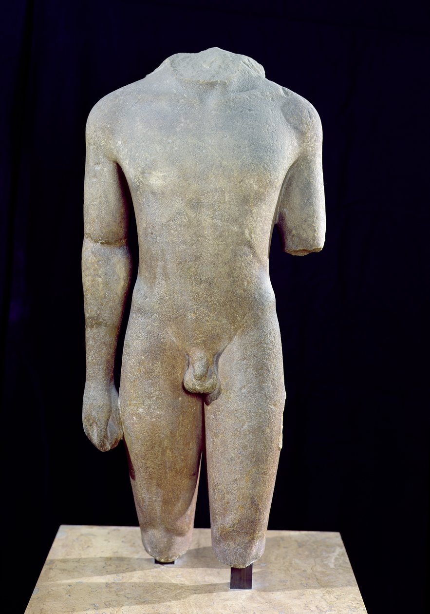 Torzo Kouros, z Actium, c.550 př.nl (mramor) (viz také 202764) od Greek