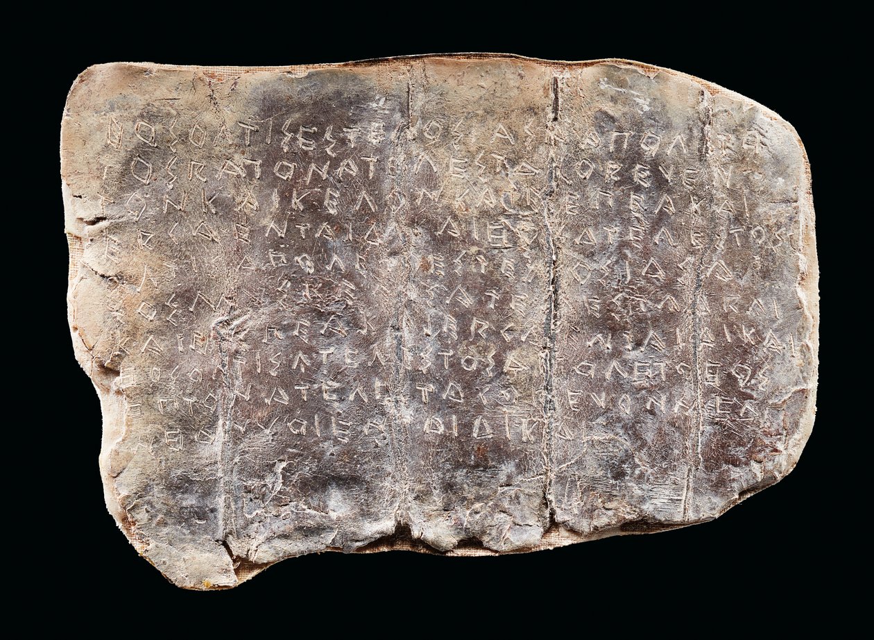 Dórská řecká deska s nápisem kletby (olovo) od Greek