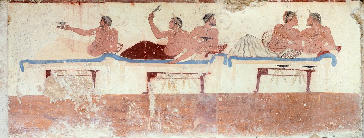 Scéna sympozia, c.480-490 př.nl (freska) od Greek