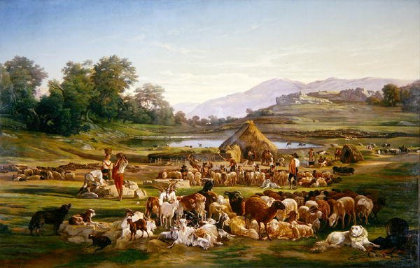 Pastýři s ovcemi od Gregoire Isidore Flacheron