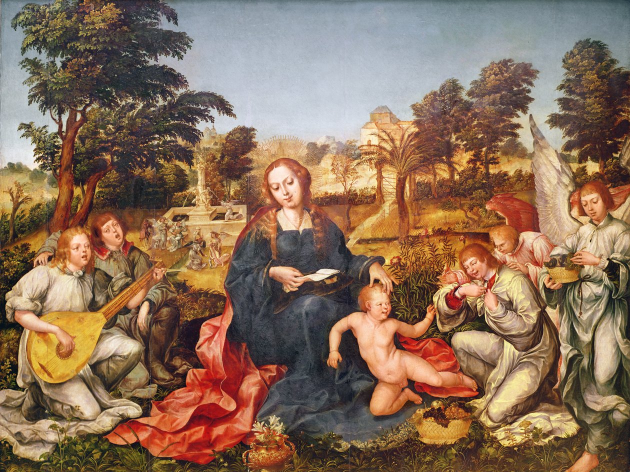 Panna a dítě a andělé, 1536-38 od Gregorio Lopez