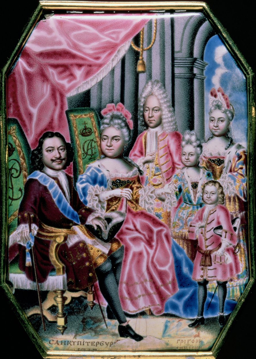 Rodina císaře Petra I. Velikého (1672-1725), 1717 (smalt) od Grigory Semyonovich Musikiysky