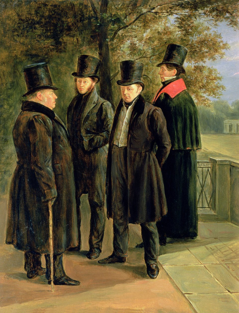 Básníci Aleksandr Puškin (1799-1837), Ivan Krylov (176869-1844), Vasilij Žukovskij (1783-1852) a Nicolai Gnedich (1784-1833) od Grigory Tchernezov