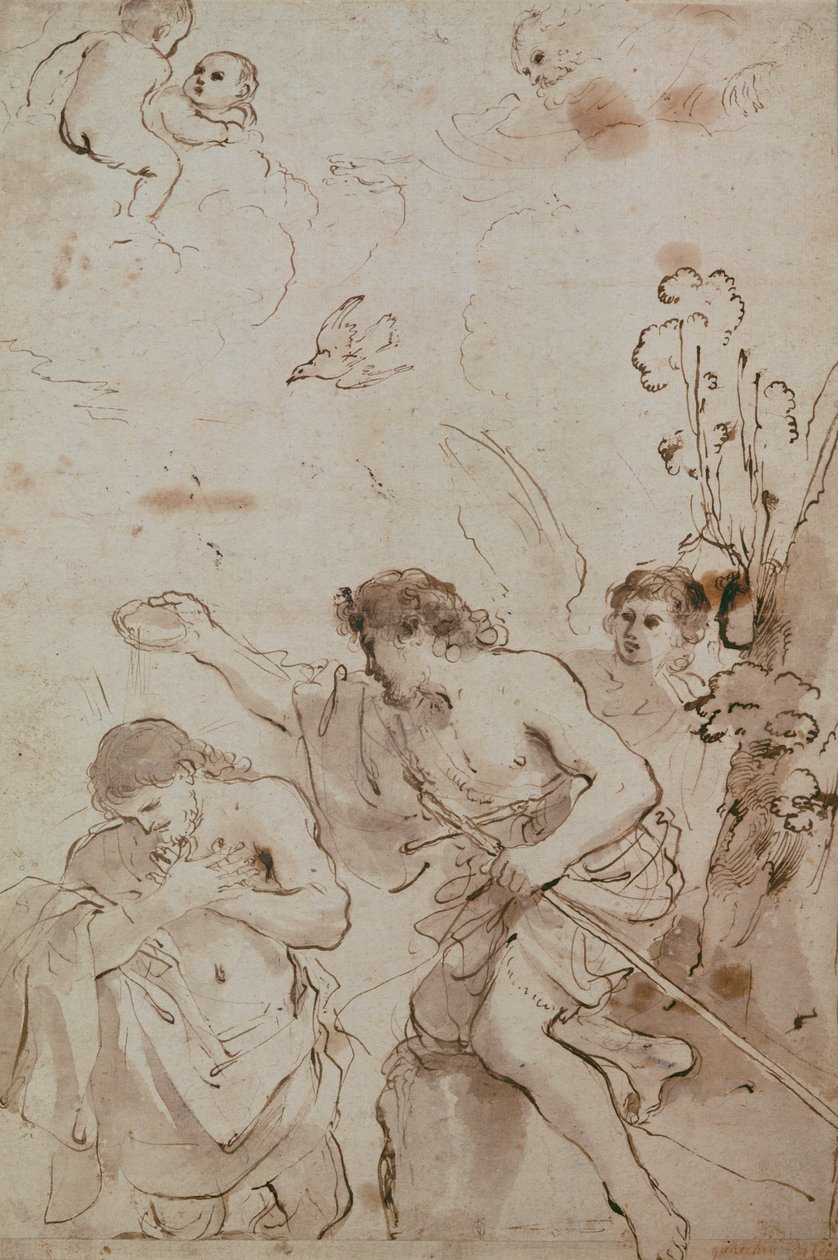 Křest Kristův od Giovanni Francesco Barbieri