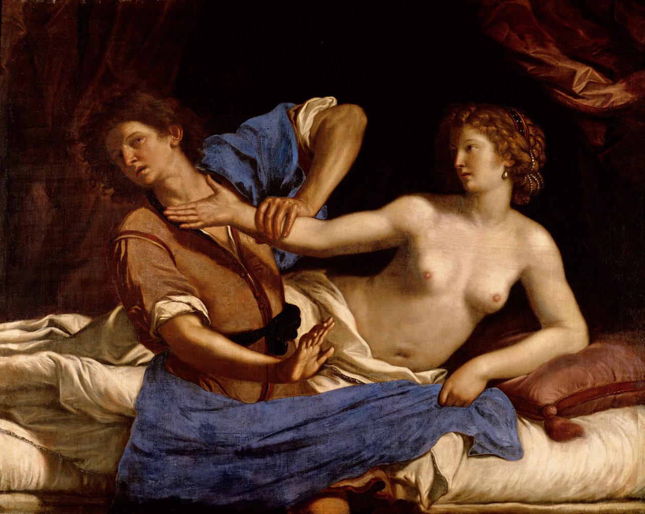 Josef a manželka Potifarova, kolem roku 1649 od Giovanni Francesco Barbieri