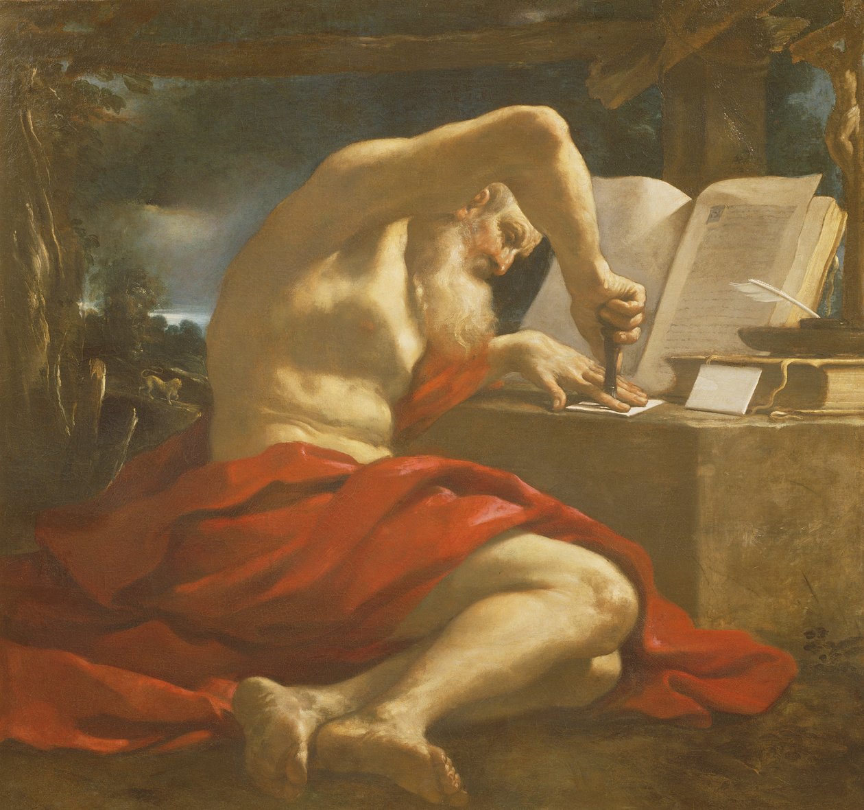 Svatý Jeroným pečetící dopis od Giovanni Francesco Barbieri