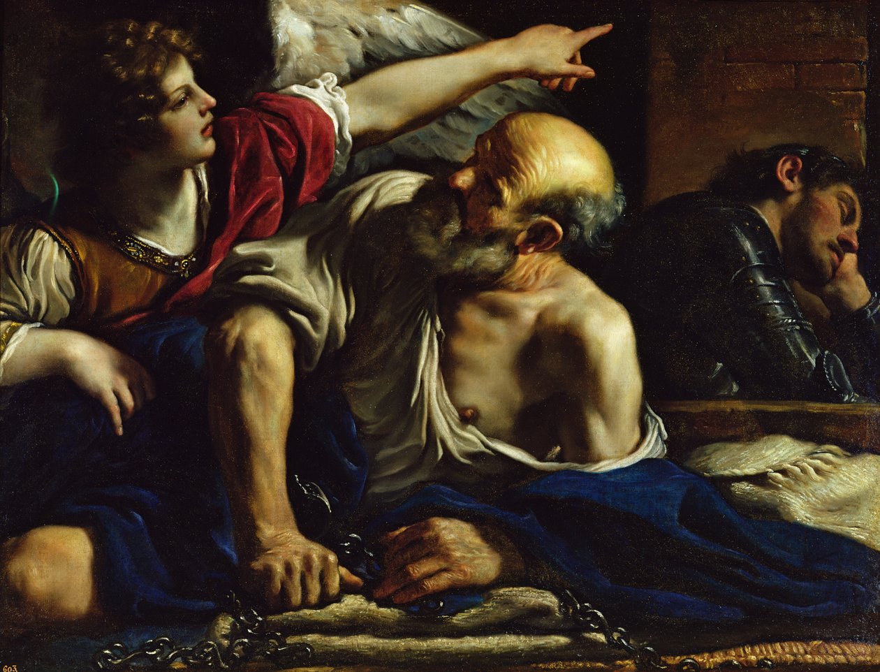 Svatý Petr vysvobozen andělem od Giovanni Francesco Barbieri
