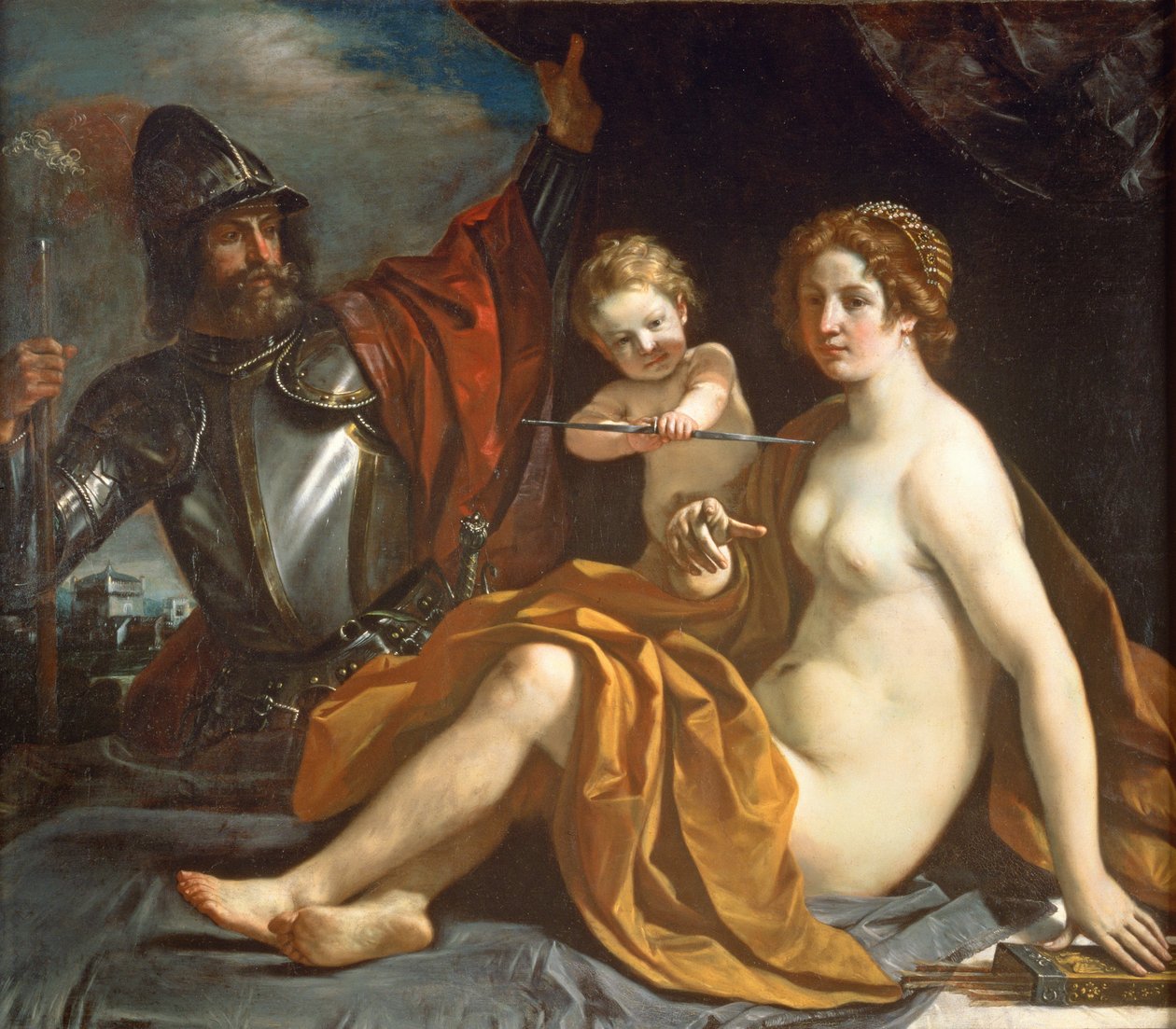 Venuše, Mars a Amor od Giovanni Francesco Barbieri