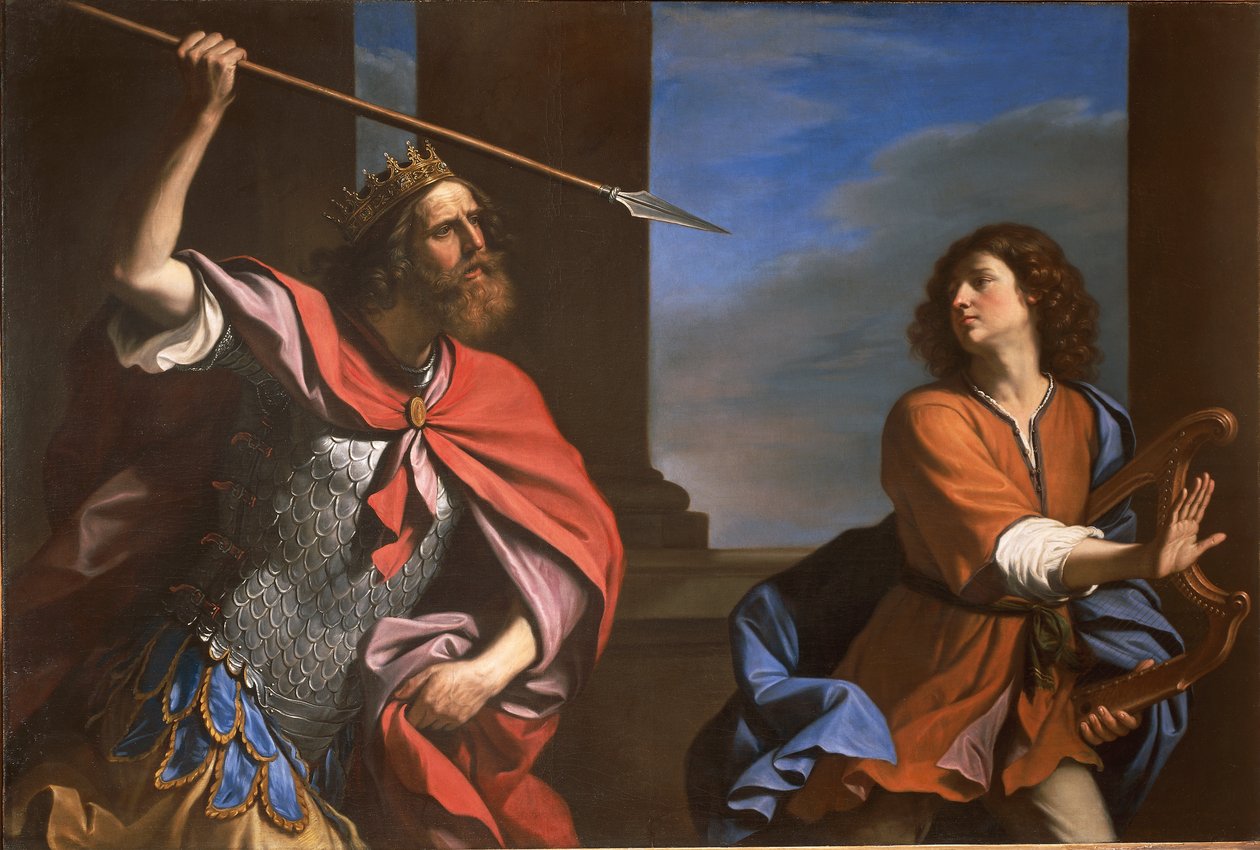 Saul útočící na Davida (olej na plátně) od Guercino