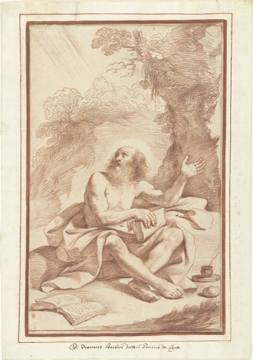 Svatý Jeroným v poušti od Guercino (attributed to)