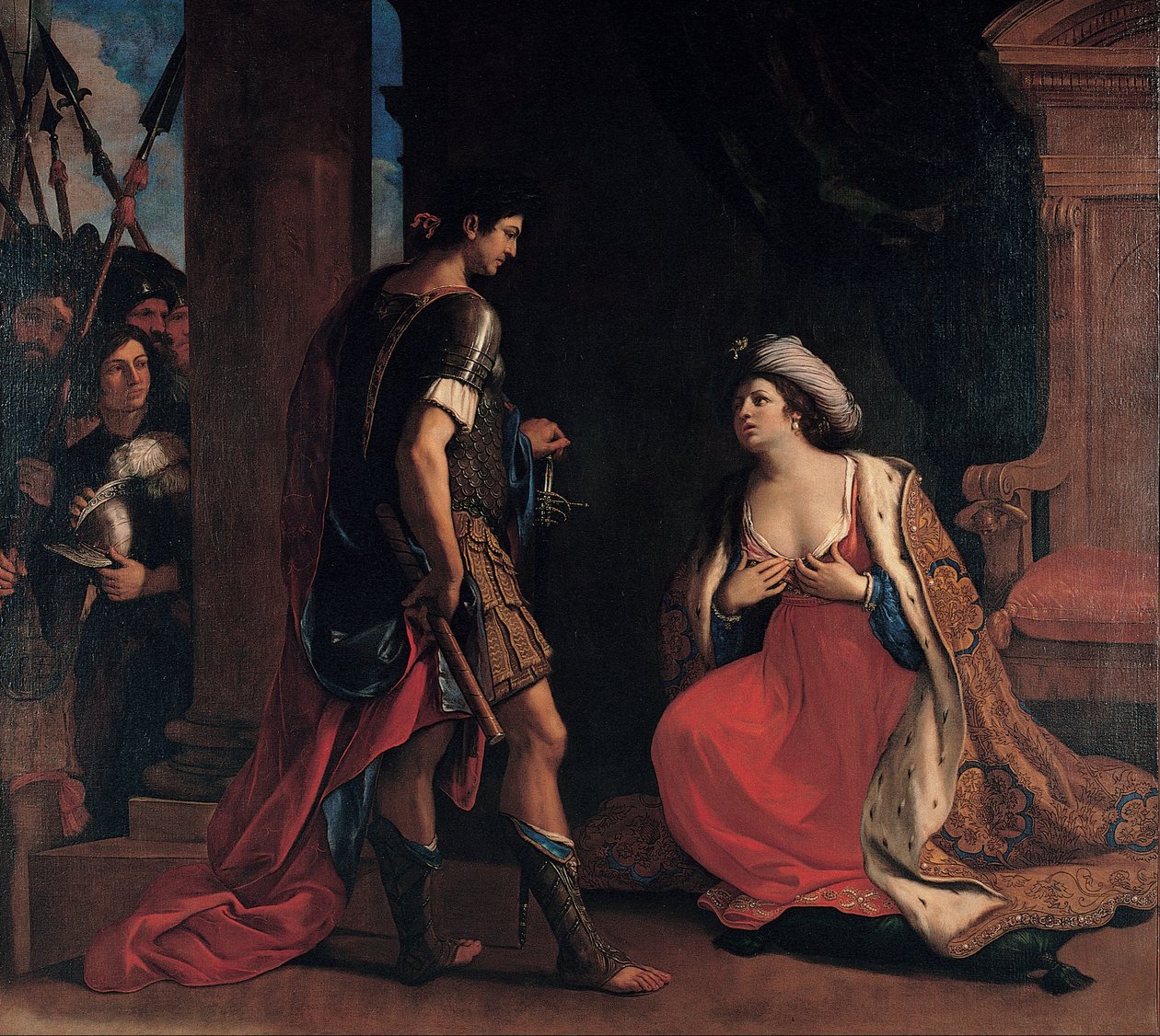Kleopatra a Oktavián od Guercino