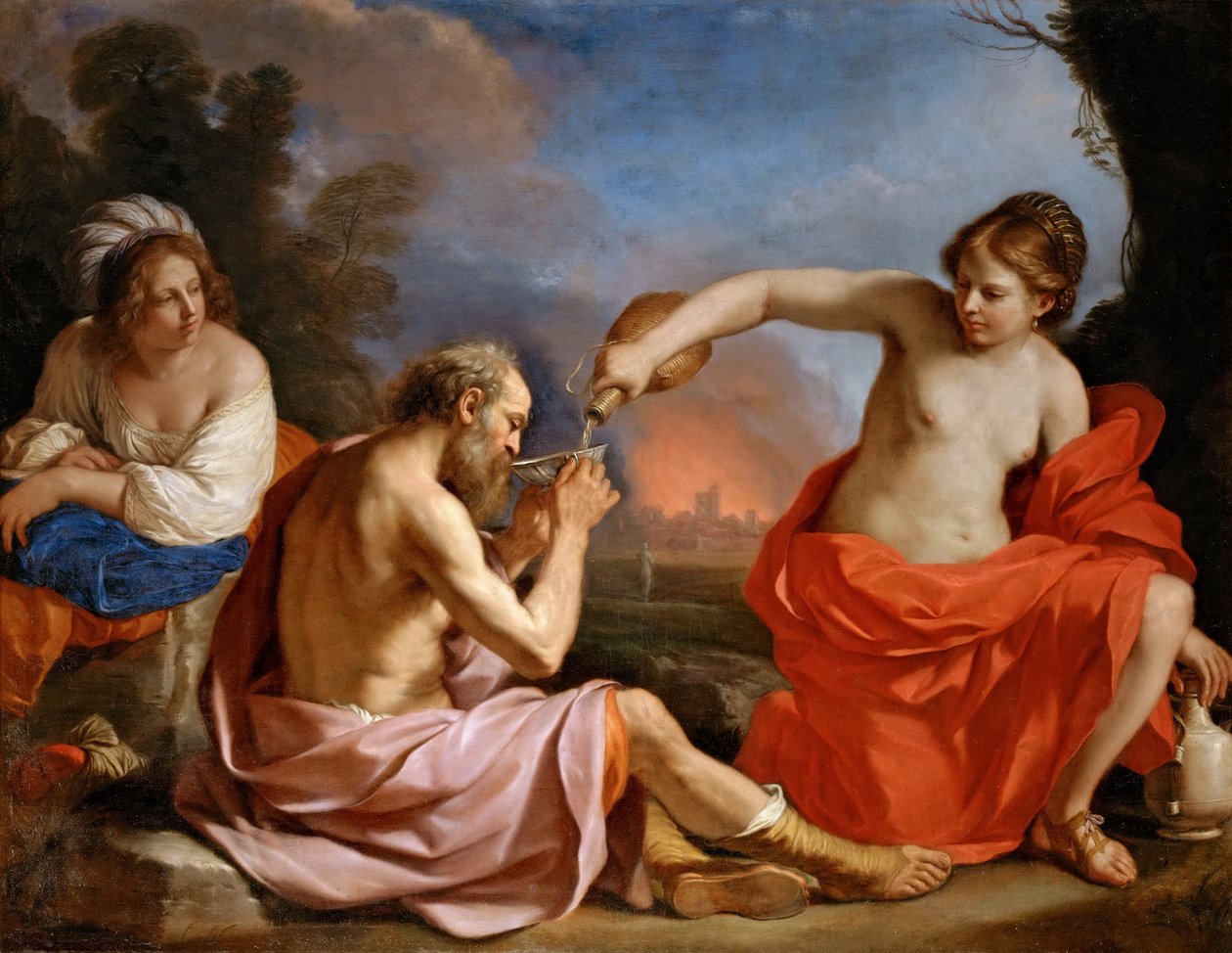Lot a jeho dcery od Guercino