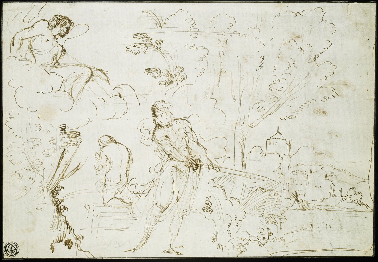 Izákova oběť (recto); Jákobův sen (verso) od Guercino