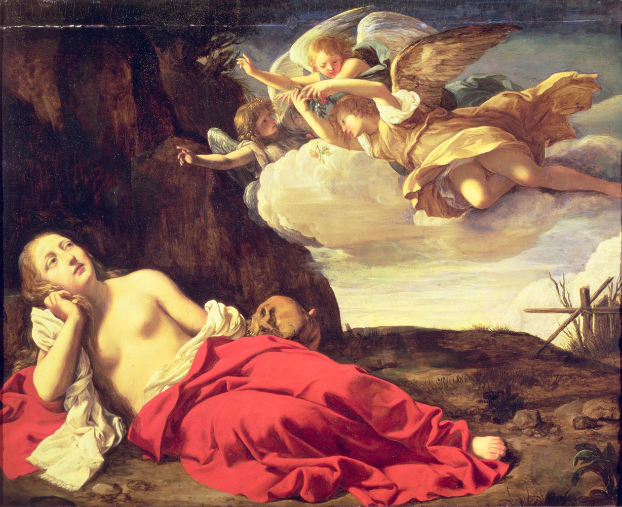 Kající Marie Magdalena (olej na pocínované mědi) od Guido Cagnacci