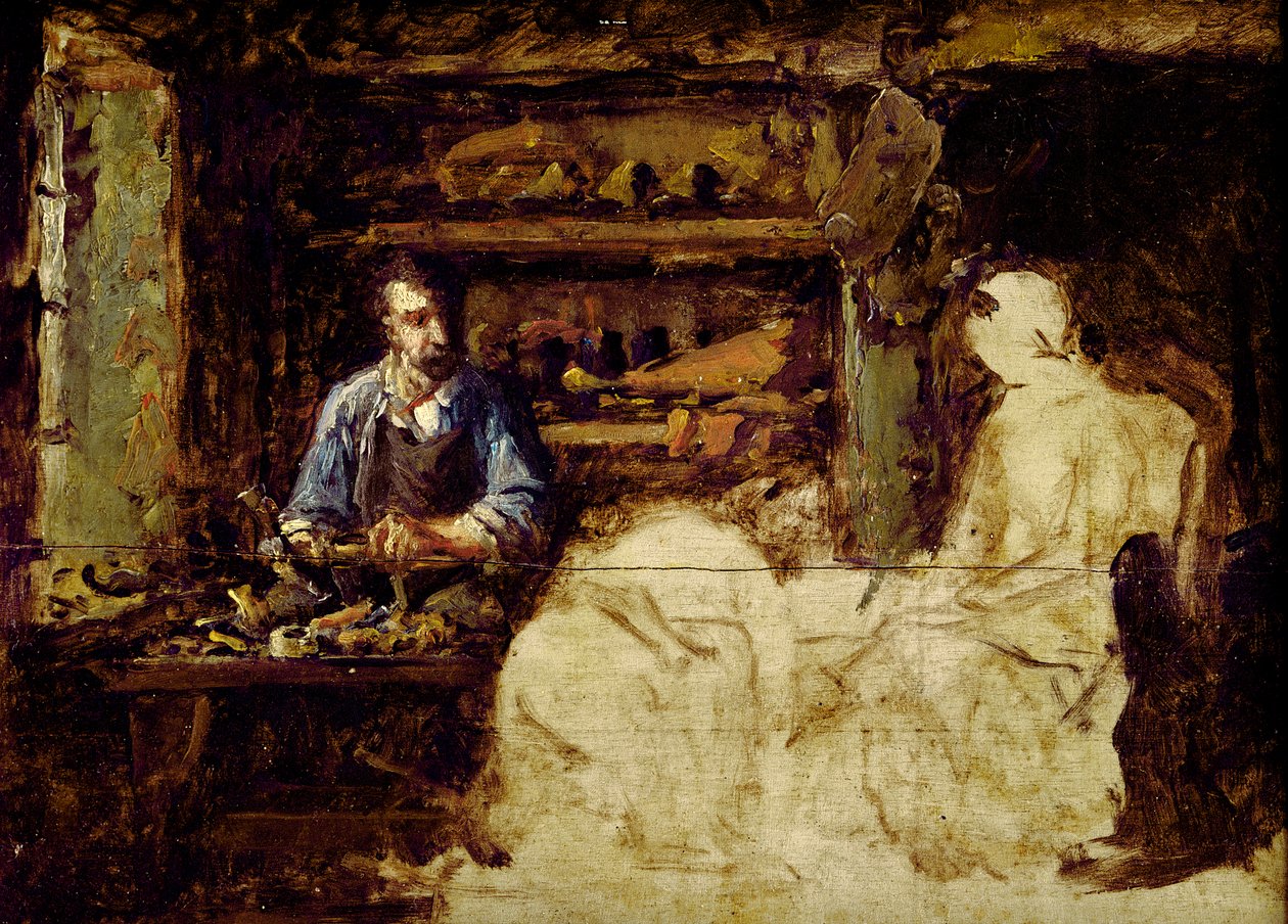 Švec z Reville, město nedaleko Cherbourgu (olej na dřevě) od Guillaume Romain Fouace