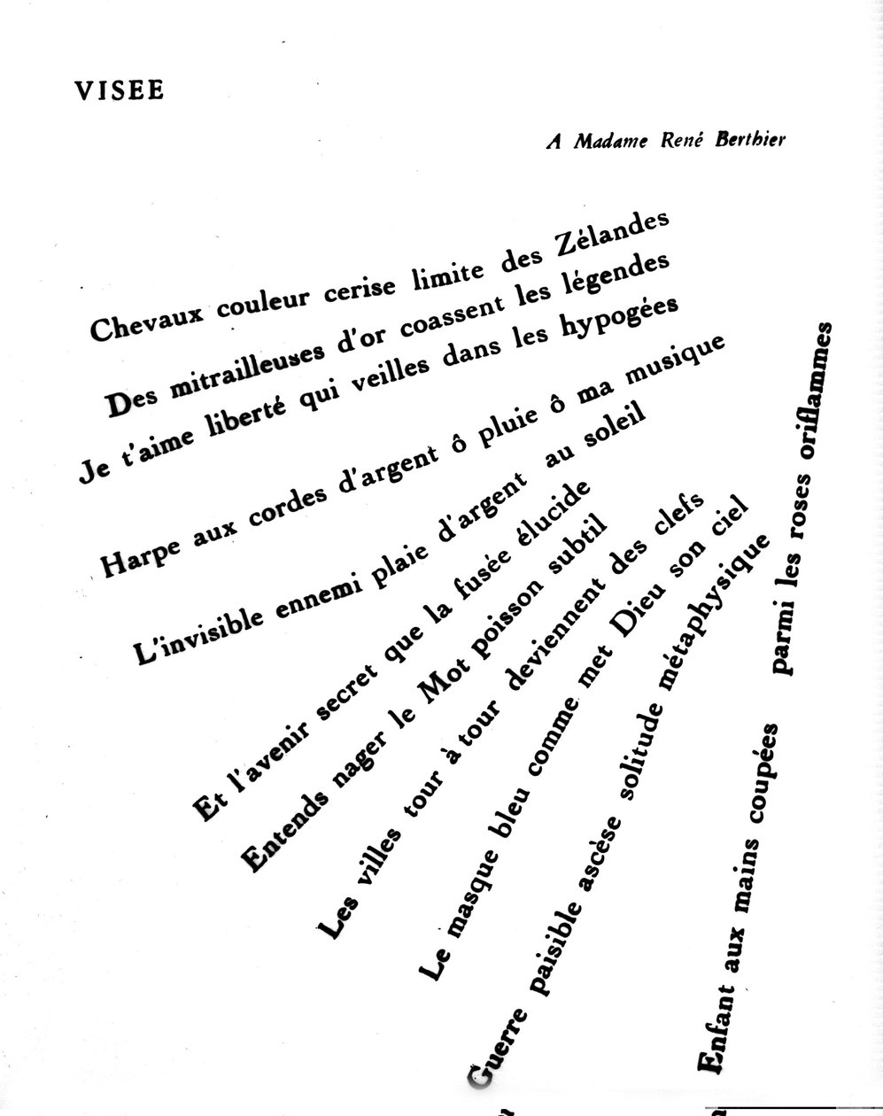 Kaligram od Guillauma Apollinaira (1880-1918): „“Visee““ od Guillaume Apollinaire