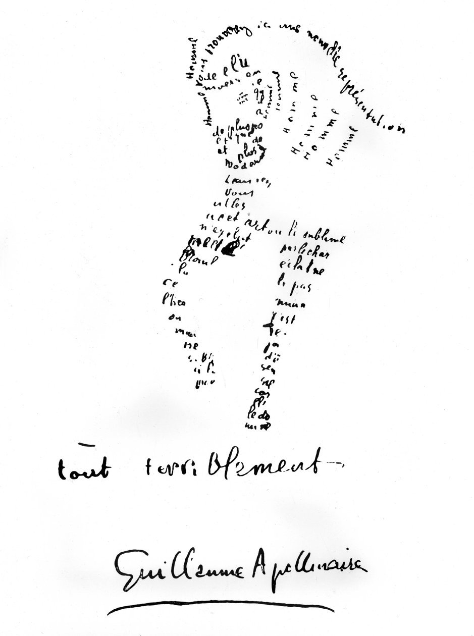 Kaligram koně 1917 (tisk) od Guillaume Apollinaire