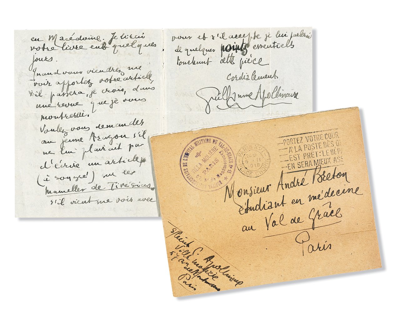 Dopis Andre Breton, 1918 od Guillaume Apollinaire