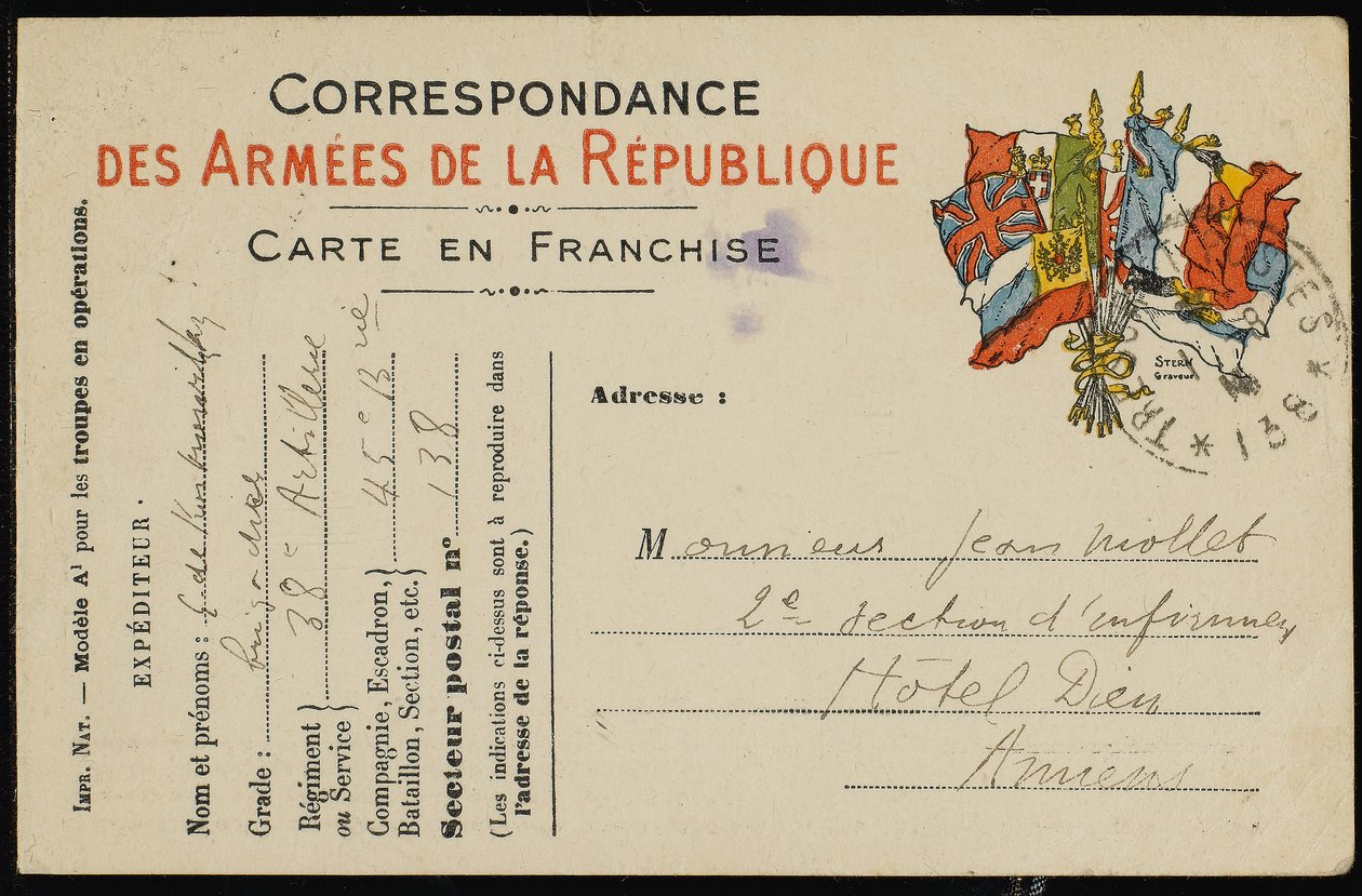 Pohlednice Jean Mollet, 1915 od Guillaume Apollinaire