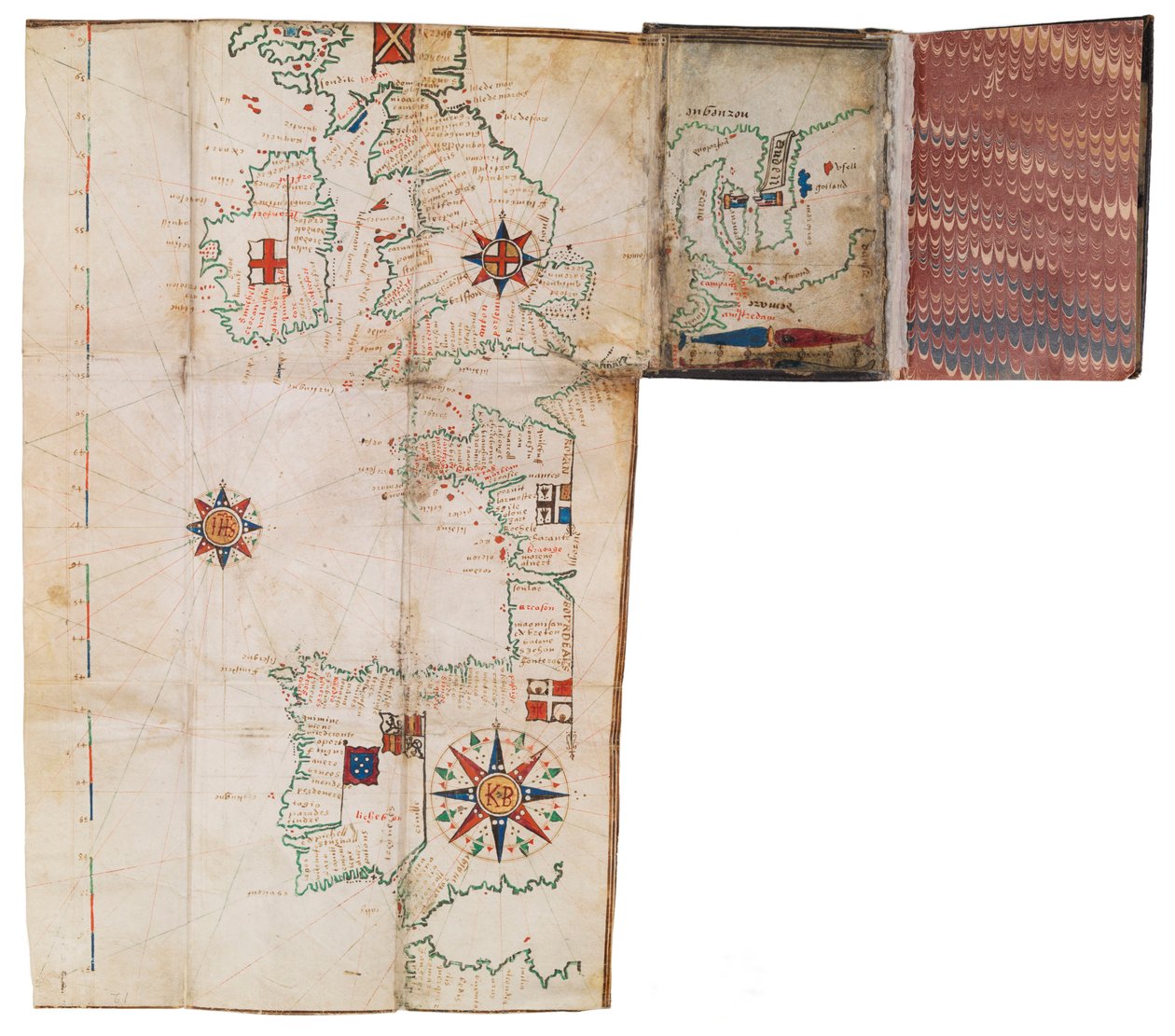Kapesní atlas a námořní almanach, cca 1546 (pergamen) od Guillaume Brouscon