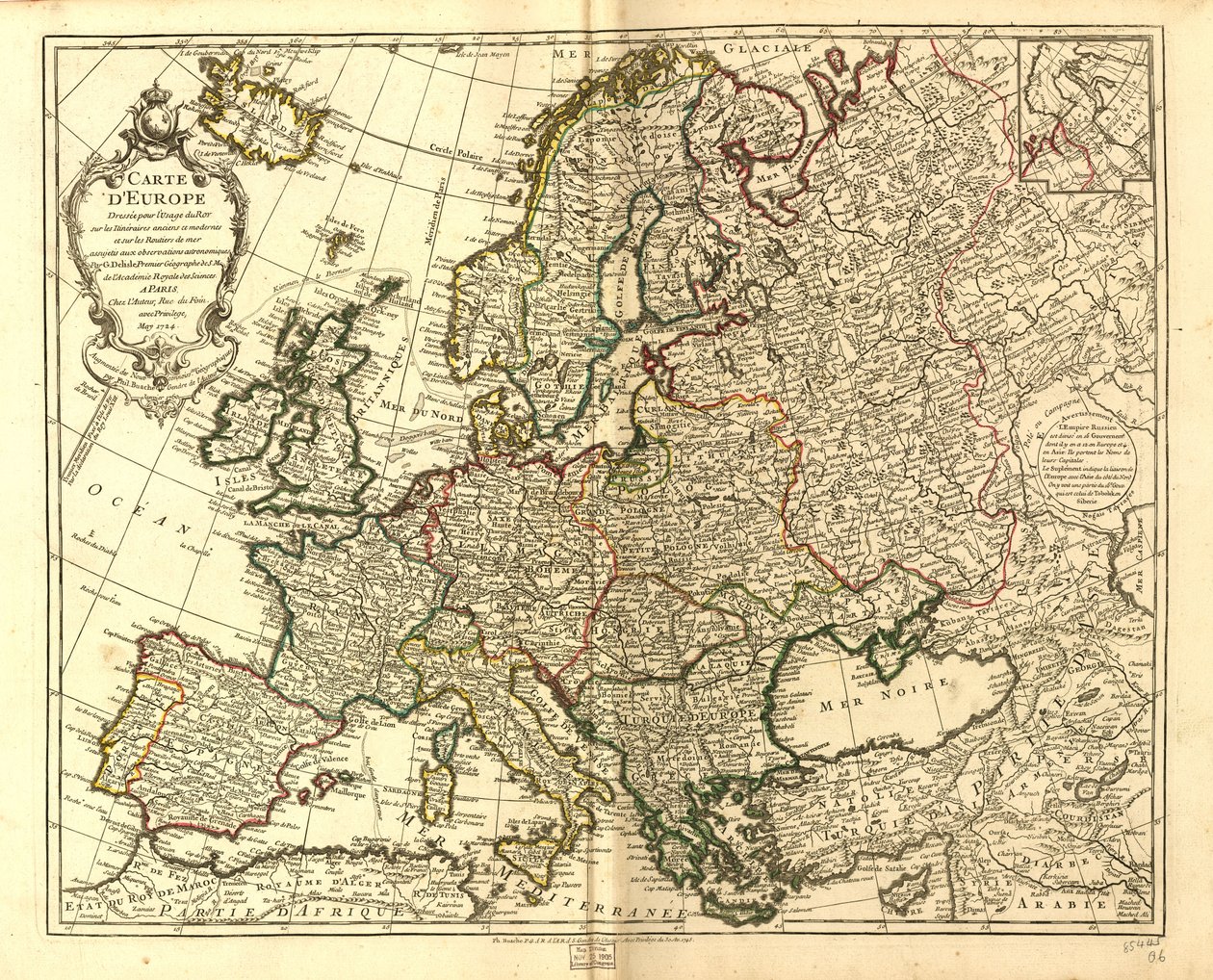 Mapa Evropy. LOC 97683588 od Guillaume Delisle