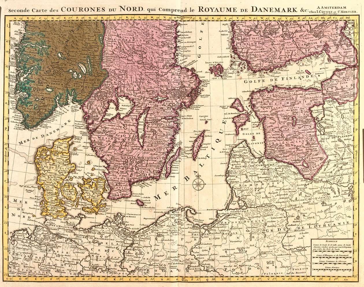 Dánsko, Estonsko, Jižní Norsko, Švédsko, Finsko od Guillaume Delisle