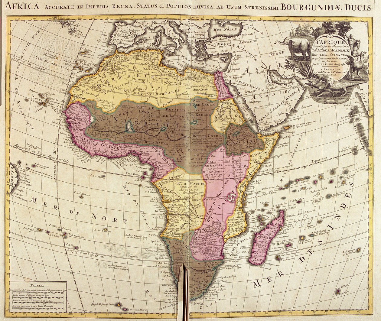 Mapa Afriky (lept od Guillaume Delisle