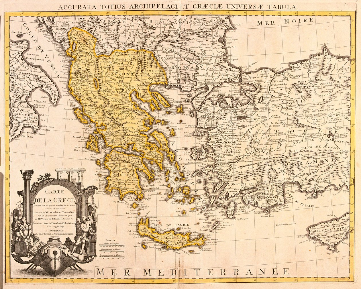 Mapa Řecka (lept od Guillaume Delisle