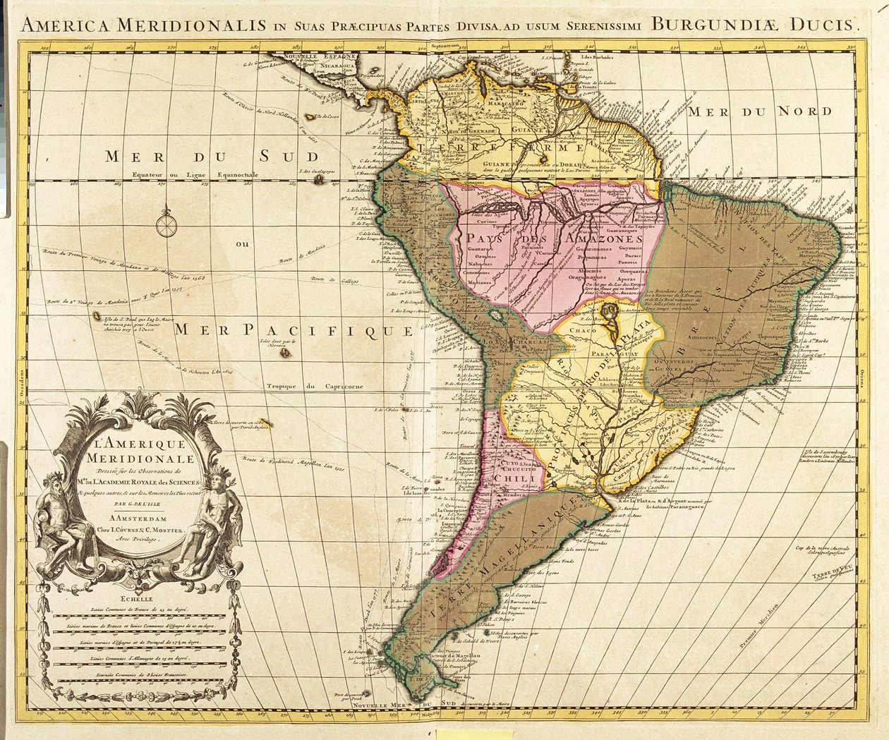 Mapa Jižní Ameriky (lept) od Guillaume Delisle