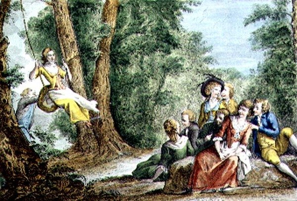 Florentine Games, the Swing (barevná rytina) od Guiseppe Piattoli