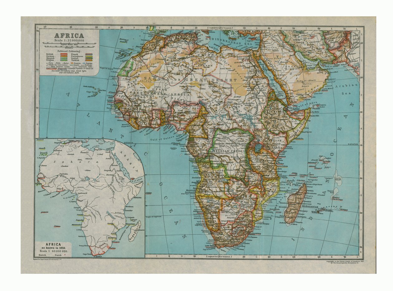 Mapa Afriky, c1910 od Gull Engraving Company